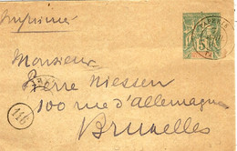 1896- Petite Enveloppe E P 5 C Groupe " Imprimé "  Oblit. PAPEETE / TAHITI  Pour Bruxelles - Briefe U. Dokumente