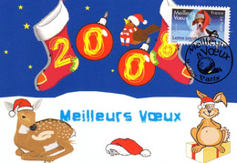 " MEILLEURS VOEUX 2007 : CHIEN AVEC BONNET ROUGE " Sur Carte Maximum De 2008 N° YT ADH 144  Parfait état. CM - Cómics