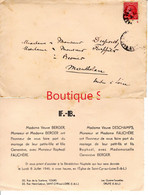 Faire Part Fiançailles Berger Raphael Fauchere Deschamps Genevieve 1946 Saint Cyr Sur Loire Tours Indre Et Loire Druye - Compromiso