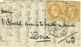 Etoile 17 / N° 28 (2) Càd PARIS / R. DU PONT-NEUF 9 OCT. 70 Sur Lettre Pour Douai, Au Verso Càd De Passage LILLE A PARIS - Guerra De 1870