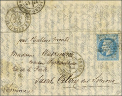 Etoile 1 / N° 29 Càd PARIS / PL. DE LA BOURSE 1 OCT. 70 Sur Lettre Pour Saint Valéry-s-Somme, Au Verso Càd De Passage PA - Guerra De 1870