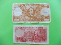 2 Billets Asco De 10 Francs Voltaire Et 100 Francs Corneille Pour Usage Scolaire - Specimen