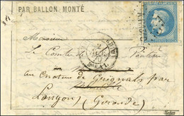 Losange AR 13e C / N° 29 Càd ARMEE DU RHIN / Bau AL 2 NOV. 70 Sur Lettre PAR BALLON MONTE Pour Marseille Avec Texte Daté - Guerra De 1870