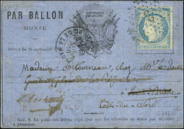 Etoile 3 / N° 37 Càd PARIS / PL. DE LA MADELEINE 14 NOV. 70 Sur Formule Au Drapeau Pour St Brieuc Réexpédié à Auray. Au  - Guerra De 1870
