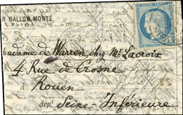 Càd ARMEE FRANCAISE / QUARTr Gal 17 NOV. 70 / N° 37 Sur Lettre PAR BALLON MONTE Pour Rouen. Au Verso, Càd D'arrivée 24 N - Guerra De 1870