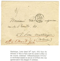 Càd PARIS (60) 26 AVRIL 32 Sur Lettre Pour St Pierre De La Martinique. Au Recto, Rare Mention Manuscrite '' Affranchisse - Correo Marítimo