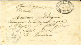 Cachet BOURBON / POST FREE / '' 45 Centimes '' Et Càd ST DENIS / ILE BOURBON Sur Lettre Pour Saint Denis. Très Rare Réem - Correo Marítimo