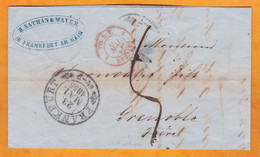 1855 - Lettre Pliée En Français De Frankfurt, Allemagne Vers Grenoble, France - Cad Entrée - 2 Convoyeurs - Brieven En Documenten