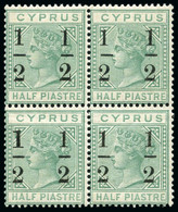 1886 Wmk CA 1/2 On 1/2pi (fractions 8mm Apart) Emerald-Green Mint Nh Block Of 4 Showing Varieties "large 2 At Right" And - Neufs
