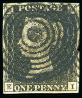 CONCENTRIC CIRCLE TRIAL CANCELLATION: 1840 1d Black Pl.7 EI With Good Even Margins, With The Concentric Circle Trial Can - Gebraucht