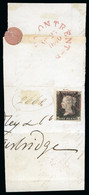 1840 1d Black Pl.1a HA, Fine To Very Large Margins, Tied By To A Large Piece By A Beautiful And Crisp MAGENTA Maltese Cr - Oblitérés