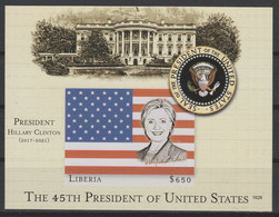 Liberia 2016 Mi. Bl. 754 Imperf ND UNISSUED NON EMIS Hillary Clinton 45th President United States White House Flag - Postzegels