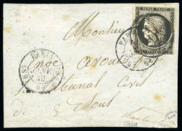 1849, Cérès 20c Noir Sur Devant De Lettre - 1849-1850 Ceres