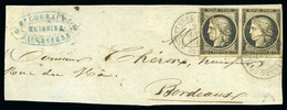 1849, Cérès 20c Noir En Paire Sur Devant De Lettre - 1849-1850 Ceres