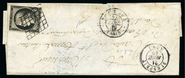 1849, Cérès 20c Noir, Touché, Sur Lettre Pour Les - 1849-1850 Ceres