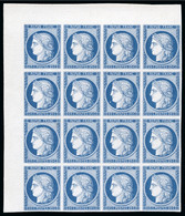 1849, Essai Sur Papier Carton Du Cérès 25c Bleu, En Bloc De 16 - 1849-1850 Cérès