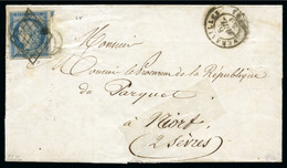 1849, Cérès 25c Bleu Oblitéré Par Taxe Double Trait - 1849-1850 Cérès