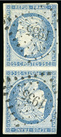 1849 25c Bleu En Paire TETE-BECHE Obl. PC 1935, TB, - 1849-1850 Ceres