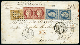 1853, Lettre En Double Port Pour Les ETATS-UNIS Avec 10c Présidence - 1849-1850 Cérès