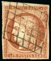1849, Cérès 1 Franc VERMILLON Oblitération Grille Finement - 1849-1850 Cérès
