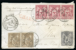 1877, Lettre Chargée Avec Affranchissement Tricolore à 3F Type - 1876-1898 Sage (Tipo II)