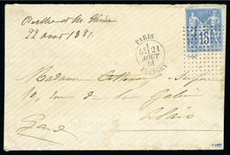 1881, Lettre De Paris Pour Alais (Gard) Affranchissement - 1876-1898 Sage (Tipo II)