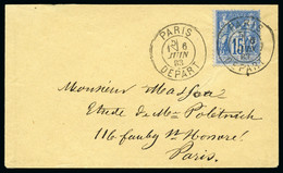 1883, Lettre Locale De Paris Du 6 Juin Avec L'essai D'oblitération - 1876-1898 Sage (Tipo II)