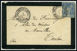1883, Enveloppe De Deuil Pour Toulon Affranchissement Type Sage - 1876-1898 Sage (Tipo II)