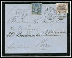 1884, Lettre Postée De Farnborough (Royaume-Uni) Pour Paris - 1876-1898 Sage (Tipo II)