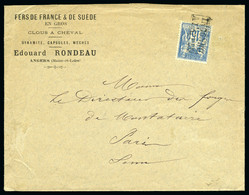 Enveloppe Commerciale Imprimée D'Angers Pour Paris, Affranchissement - 1876-1898 Sage (Tipo II)