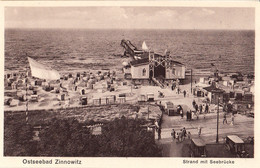 Ostseebad Zinnowitz - Strand Mit Seebrucke - Beach - Old Postcard - 39527 - Germany - Unused - Zinnowitz