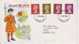 Great Britain-1968 1/2d Brown, 1d Olve, 2d Brown And 6d Red Lilac Pre-Decimal Definitives First Day Cover - 1952-1971 Pre-Decimal Issues