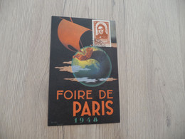 Foire De Paris Salon Philatélie 1948 CPA Illustrée Par Kenghall Taylor + Cachet + 1 TP - Cachets Commémoratifs