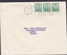 New Zealand Slogan 'Saves Time' NEW PLYMOUTH 1950 Cover Brief BROMMA Sweden 3-Stripe GVI. - Briefe U. Dokumente