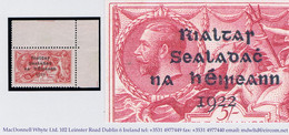 Ireland 1922 Dollard Rialtas 4-line 5s Var "Short Third Line" Row 1/4 Corner Marginal Mint Unmounted - Ongebruikt