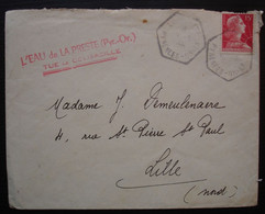 La Preste 1956 (Pyrénées Orientales) Cachet Hexagonal + Marque Rouge L'eau De La Preste Tue Le Colibacille - 1921-1960: Periodo Moderno