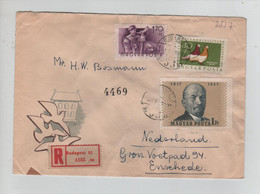 732PR/ Hungaria Registered Cover Budapest 1958 Customs Tape > Holland - Cartas & Documentos