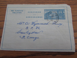 AEROGRAMME Bilingue à 4frs (vergeures Et Expéditeur Horiz.) Oblitéré Knokke En 1958 Pour Le CONGO BELGE - Cartas & Documentos