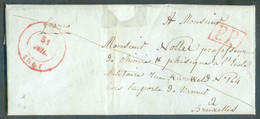 LAC Datée De FRANCORCHAMPS Le 30 Juillet 1847 Via SPA 1 Août 1847 Vers Bruxelles (arrivée Vac. 2) + Griffes Rouge PP (au - 1830-1849 (Unabhängiges Belgien)