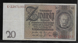 Allemagne - 20 Reichsmark - Pick N°181a - TTB - Sonstige & Ohne Zuordnung