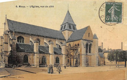 Mouy           60          L'Eglise Vue De Coté. Toilée Et Colorisée        (voir Scan) - Mouy