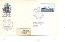 Islande - Bateaux ( FDC De 1964 Voyagé En Recommandé De Reykjavik Vers Le Danemark à Voir) - Storia Postale