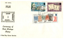 (W 25) Fiji FDC Cover -  First Stamp Centenary - 1970 - Fidji (1970-...)