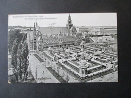AK 1910 Belgien Exposition De Bruxelles Pavillon Et Jardins Neerlandais Mit Vignette Und Stempel Der Ausstellung - Exhibitions