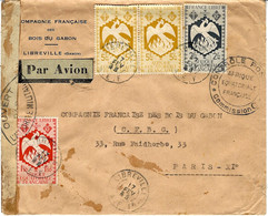 1945- Env PAR AVION De LIBREVILLE Pour Paris Effraction. France Libre à 13,50 F  Cachet Commission C Et Contrôle Postal - Covers & Documents