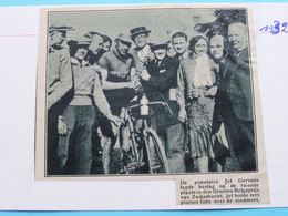 JEF DERVAESGrooten BELGAPRIJS Van ZWIJNDRECHT ( 2DE PLAATS) 1932 ( Zie Foto Voor Detail ) KRANTENARTIKEL ! - Cyclisme