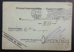 CP Spéciale Pour Prisonnier De Guerre Belge Utilisée De Bruxelles Vers Prisonnier Français Camp De MERSEBURG Juil 1915 - Prisoners