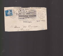 1 Timbre 50c Poste Algérie   Sur Un Fragment Enveloppe  Grande Brasserie Gambrinus  Bône Algérie - Covers & Documents