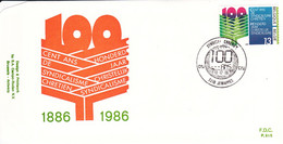 B01-211 2239  MET P815 FDC Syndicat 100 Ans Syndicalisme Chrétien 13-12-1986 7310 Jemappes €2 - 1981-1990