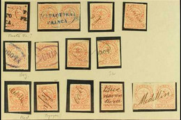 1868 1p Rose Red Type I (Scott 57b, SG 56) - Fifteen Used Examples Incl Two Pairs Wit Postmark Interest Such As Oval "Pa - Colombia